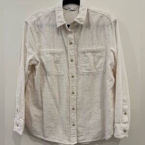 Sonoma Off-White Cotton Button Down Blouse, Woman’s Medium